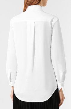 Женская хлопковая блузка GIORGIO ARMANI белого цвета, арт. 9WHCCZ31/TZ350 | Фото 4 (Рукава: Длинные; Принт: Без принта; Длина (для топов): Удлиненные; Материал внешний: Хлопок; Стили: Классический; Женское Кросс-КТ: Блуза-одежда; Статус проверки: Проверена категория)