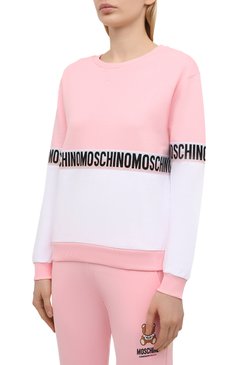 Женский хлопковый свитшот MOSCHINO розового цвета, арт. A1716/9020 | Фото 3 (Женское Кросс-КТ: Свитшот-белье; Материал внешний: Хлопок)