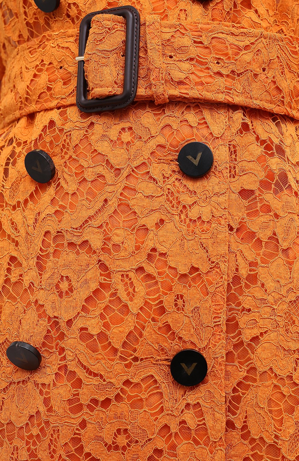 Женский плащ из хлопка и вискозы VALENTINO оранжевого цвета, арт. UB3CA4Y51EC | Фото 5 (Рукава: Длинные; Материал сплава: Проставлено; Нос: Не проставлено; Материал внешний: Хлопок, Вискоза; Стили: Классический, Романтичный; Материал подклада: Синтетический материал; Длина (верхняя одежда): Длинные; Драгоценные камни: Проставлено)