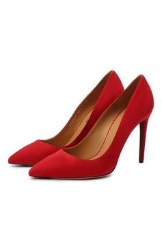 Женские замшевые туфли RALPH LAUREN красного цвета, арт. 800838024 | Фото 1 (Каблук высота: Высокий; Материал внутренний: Натуральная кожа; Каблук тип: Шпилька; Подошва: Плоская; Материал внешний: Замша)