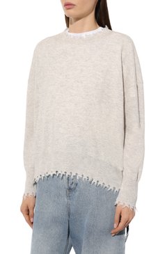 Женский кашемировый пуловер ADDICTED серого цвета, арт. MK220 | Фото 3 (Материал внешний: Шерсть, Кашемир; Рукава: Длинные; Длина (для топов): Стандартные; Женское Кросс-КТ: Пуловер-одежда; Стили: Кэжуэл)