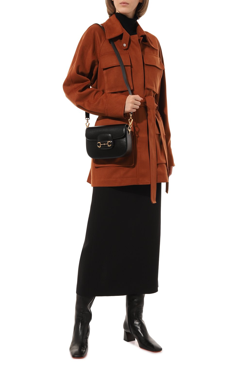 Женская сумка 1955 horsebit mini GUCCI черного цвета, арт. 658574 18YSG | Фото 7 (Сумки-технические: Сумки через плечо; Материал: Натуральная кожа; Размер: mini; Ремень/цепочка: На ремешке)