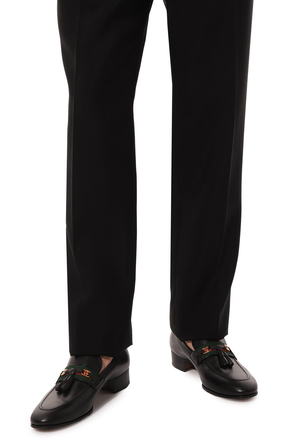 Мужские кожаные лоферы paride GUCCI черного цвета, арт. 624720 1W610 | Фото 3 (Материал внутренний: Натуральная кожа; Стили: Классический)