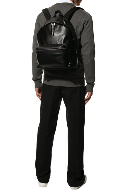 Мужской ко жаный рюкзак city SAINT LAURENT черного цвета, арт. 534967/0AY3F | Фото 2 (Статус проверки: Проверена категория; Материал: Натуральная кожа; Размер: large; Стили: Кэжуэл)