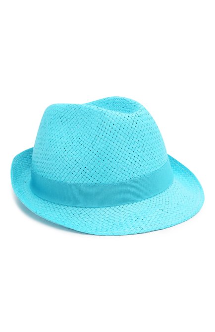 Детская соломенная шляпа CATYA голубого цвета, арт. 014014 | Фото 1 (Материал: Растительное волокно)