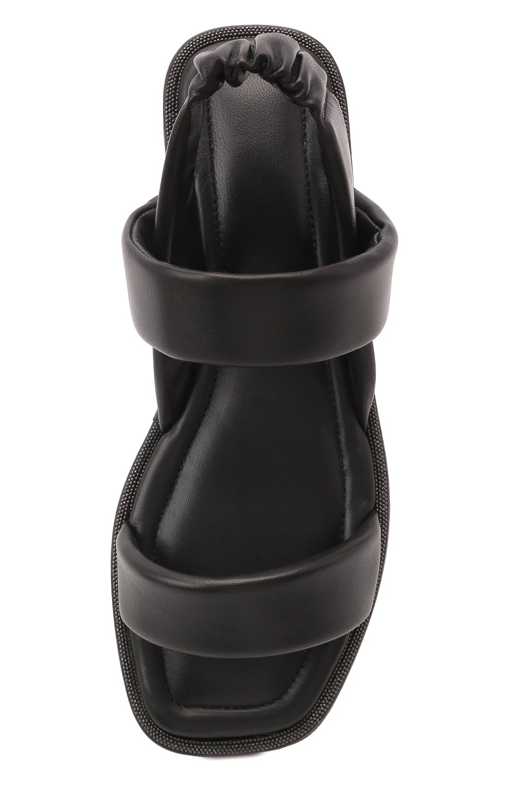 Женские кожаные сандалии BRUNELLO CUCINELLI черного цвета, арт. MZCWC2152 | Фото 6 (Материал внешний: Кожа; Материал внутренний: Натуральная кожа; Подошва: Плоская)