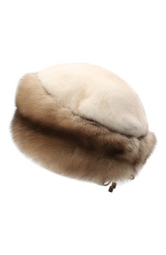 Женская меховая шапка KUSSENKOVV бежевого цвета, арт. 62003696080 | Фото 2 (Материал: Текстиль, Вискоза, Натуральный мех)