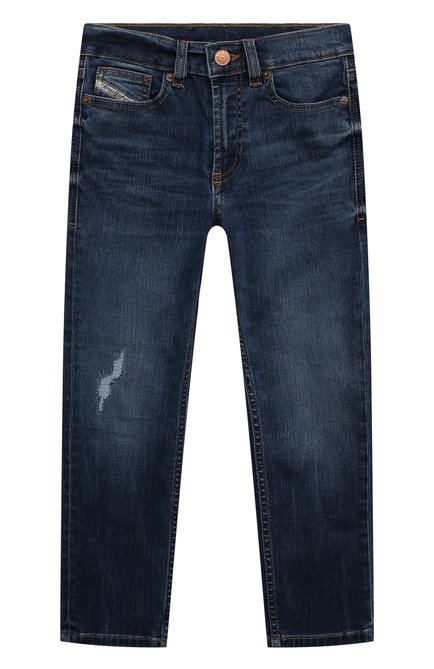 Детские джинсы DIESEL синего цвета, арт. J00808-KXBDJ | Фото 1 (Материал внешний: Хлопок; Детали: Потертости)