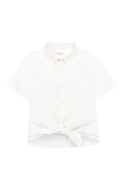 Детское хлопковая блузка LORO PIANA белого цвета по цене 35100 руб., арт. FAI5528 | Фото 1