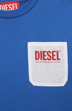 Детская хлопковая футболка DIESEL синего цвета, арт. J01296/0DAYD | Фото 3 (Материал сплава: Проставлено; Материал внешний: Хлопок; Драгоценные камни: Проставлено)