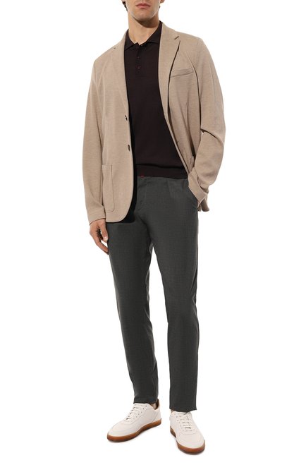 Мужские шерстяные брюки KITON серого цвета, арт. UP1LACJ0752B | Фото 2 (Длина (брюки, джинсы): Стандартные; Материал внешний: Шерсть; Случай: Повседневный; Стили: Кэжуэл)