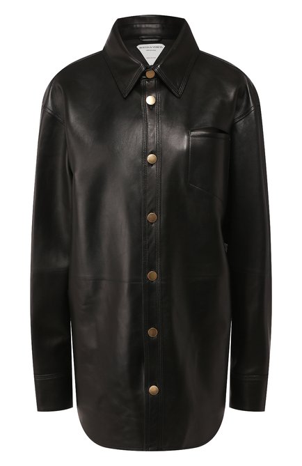 Женская кожаная рубашка BOTTEGA VENETA черного цвета по цене 593500 руб., арт. 618525/VKV90 | Фото 1