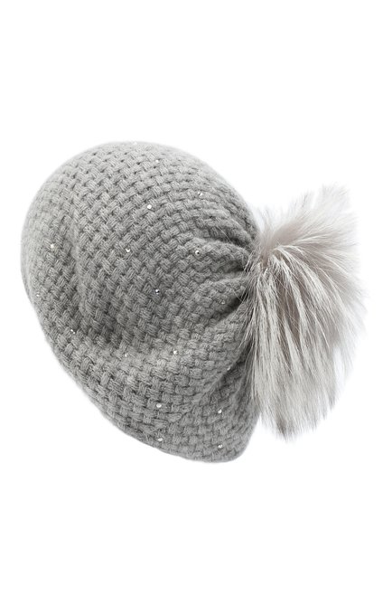 Женская кашемировая шапка WILLIAM SHARP серого цвета, арт. A32-15/PEARL F0X NATURAL | Фото 2 (Материал: Шерсть, Кашемир, Текстиль)