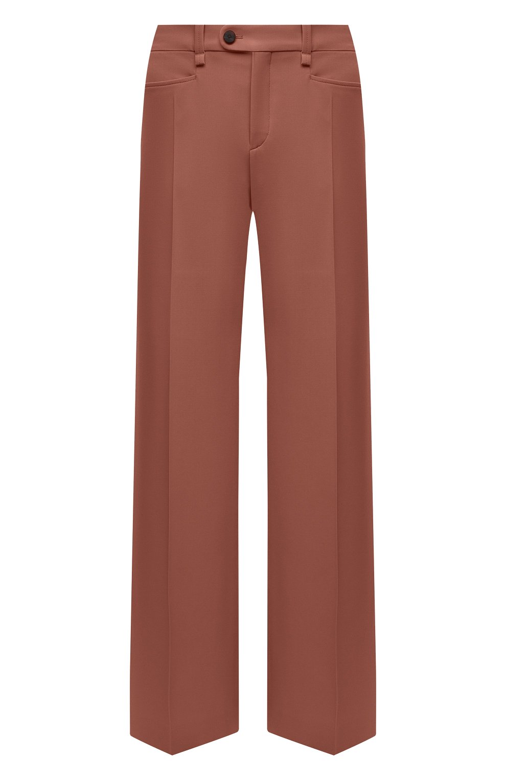 Женские шерстяные брюки CHLOÉ коричневого цвета, арт. CHC21UPA17166 | Фото 1 (Длина (брюки, джинсы): Удлиненные; Материал внешний: Шерсть; Женское Кросс-КТ: Брюки-одежда; Региональные ограничения белый список (Axapta Mercury): RU; Материал сплава: Проставлено; Силуэт Ж (брюки и джинсы): Расклешенные; Драгоценные камни: Проставлено; Материал подклада: Вискоза; Стили: Кэжуэл)