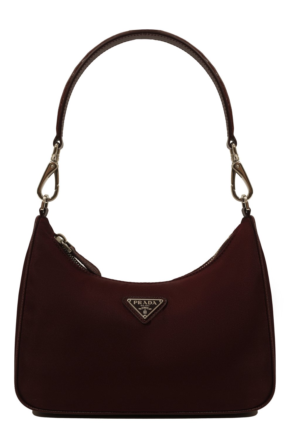 Женская сумка PRADA бордового цвета, арт. 1BC204-PJY-F0403-2OO | Фото 1 (Сумки-технические: Сумки top-handle; Материал: Текстиль; Размер: small)