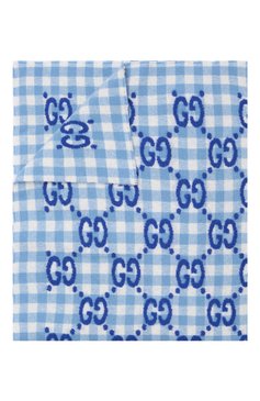 Детского шерстяное одеяло GUCCI голубого цвета, арт. 663156/3KAAF | Фото 1 (Материал: Текстиль, Шерсть)