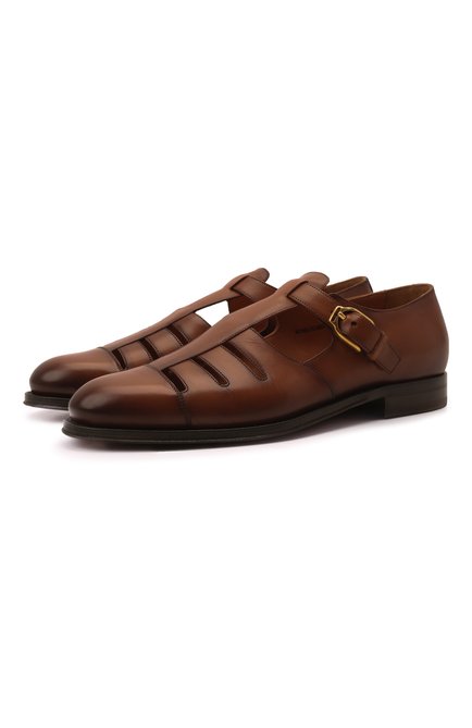 Мужские кожаные сандалии RALPH LAUREN коричневого цвета по цене 95250 руб., арт. 801867558 | Фото 1