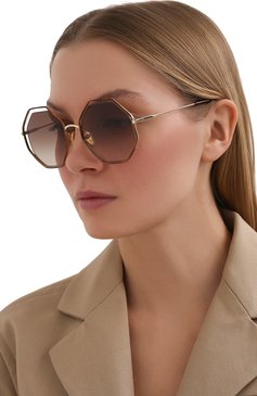 Женские солнцезащитные очки CHLOÉ коричневого цвета, арт. CH0046S 004 | Фото 2 (Региональные ограничения белый список (Axapta Mercury): RU; Тип очков: С/з; Оптика Гендер: оптика-женское; Очки форма: Креативные)