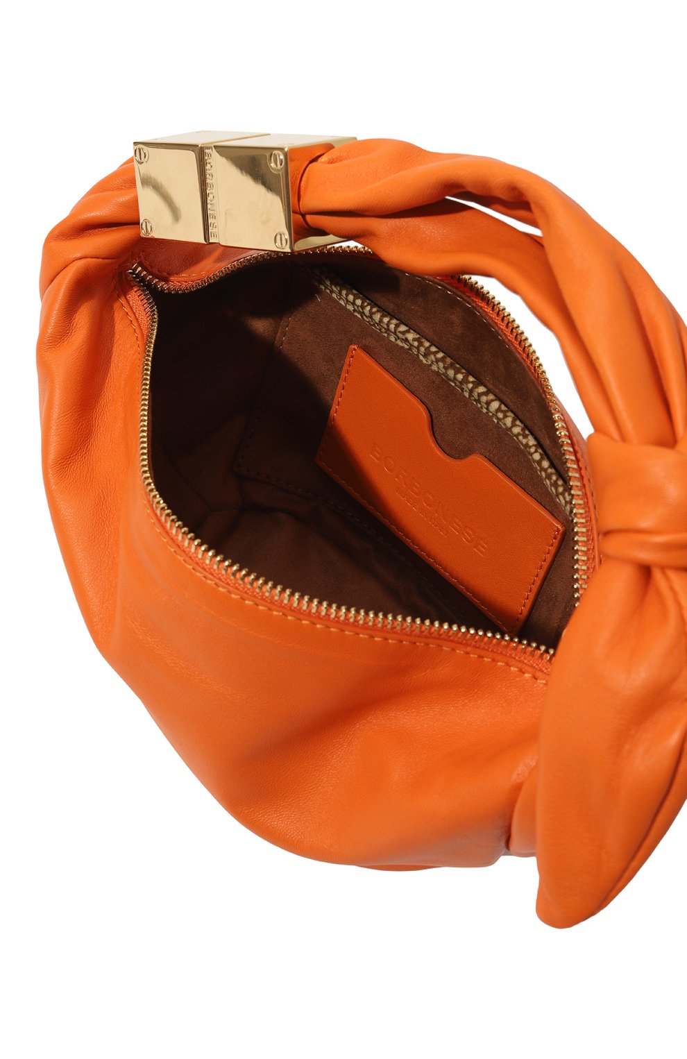 Женский сумка domino hobo mini BORBONESE оранжевого цвета, арт. 924027 | Фото 5 (Сумки-технические: Сумки-шопперы; Материал: Натуральная кожа)