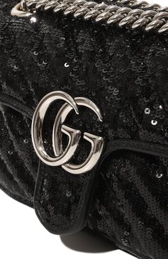 Женская сумка gg marmont 2.0 mini GUCCI черного цвета, арт. 446744 9SYWP | Фото 3 (Сумки-технические: Сумки через плечо; Размер: mini; Ремень/цепочка: На ремешке; Материал: Текстиль)