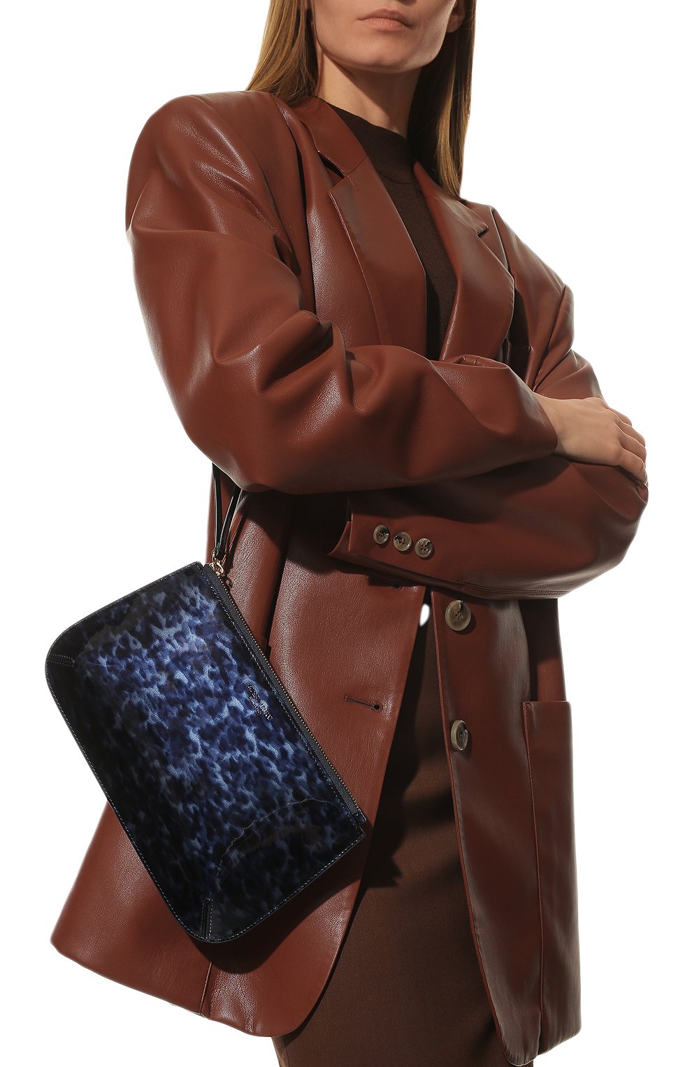 Женский клатч GIORGIO ARMANI темно-синего цвета, арт. Y1H356/YTF6A | Фото 2 (Размер: medium; Материал: Натуральная кожа; Женское Кросс-КТ: Клатч-клатчи)