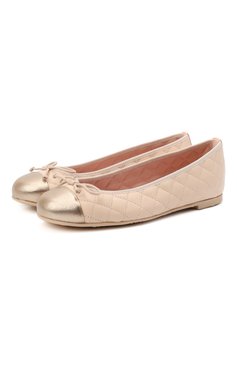 Детские кожаные балетки PRETTY BALLERINAS бежевого цвета, арт. 48.804/AMI/C0T0N | Фото 1 (Материал внешний: Кожа; Материал внутренний: Натуральная кожа, Текстиль; Региональные ограничения белый список (Axapta Mercury): RU; Девочки-школьная форма: Классическая обувь)