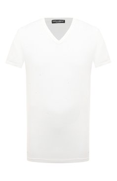 Мужская хлопковая футболка DOLCE & GABBANA белого цвета, арт. G8QK6T/G7I3R | Фото 1 (Принт: Без принта;  Рукава: Короткие; Длина (для топов): Стандартные; Материал сплава: Проставлено; Материал внешний: Хлопок; Драгоценные камни: Проставлено; Стили: Кэжуэл)