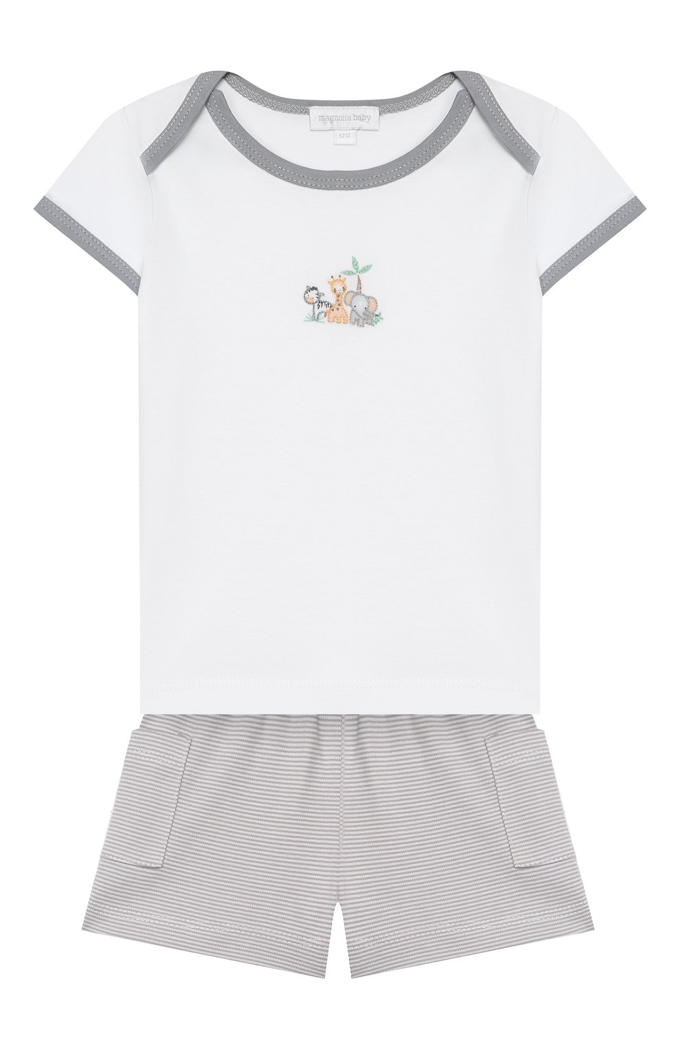 Детский хлопковая пижама MAGNOLIA BABY серого цвета, арт. 649-102-SV | Фото 1 (Кросс-КТ НВ: Костюм)