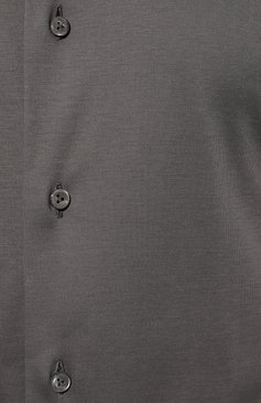 Мужская хлопковая рубашка VAN LAACK темно-серого цвета, арт. PER-L/180031 | Фото 5 (Манжеты: На пуговицах; Рукава: Длинные; Рубашки М: Regular Fit; Воротник: Акула; Случай: Повседневный; Длина (для топов): Стандартные; Материал внешний: Хлопок; Принт: Однотонные; Драгоценные камни: Проставлено; Стили: Кэжуэл)