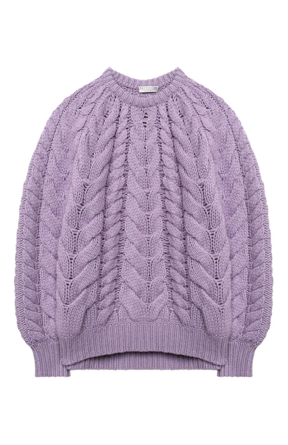 Детский кашемировый пуловер BRUNELLO CUCINELLI фиолетового цвета, арт. B52M31200B | Фото 1 (Девочки Кросс-КТ: Пуловер-одежда; Материал внешний: Шерсть, Кашемир; Рукава: Длинные)