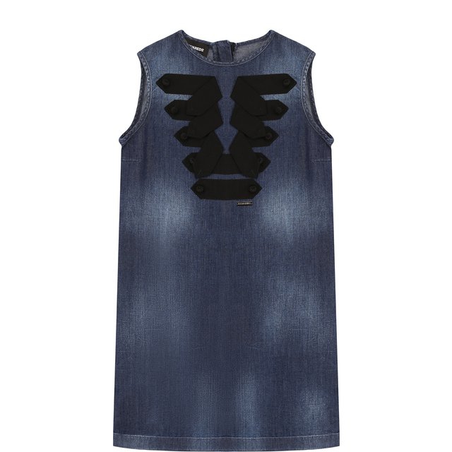 Джинсовый мини-сарафан прямого кроя с контрастной отделкой Dsquared2