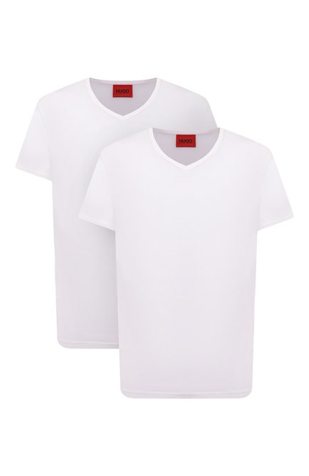 Мужская комплект из двух футболок HUGO белого цвета, арт. 50325417 | Фото 1 (Материал внешний: Хлопок; Длина (для топов): Стандартные; Рукава: Короткие; Принт: Без принта; Стили: Кэжуэл)