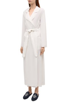 Женский хлопковый халат LOUIS FERAUD белого цвета, арт. 3883035 | Фото 3 (Материал внешний: Хлопок)
