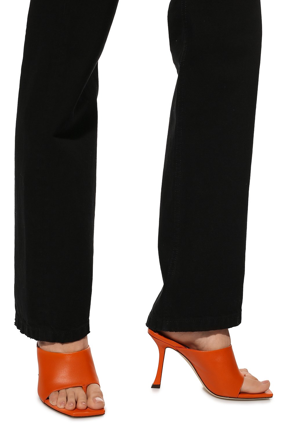 Женские кожаные мюли seher 90 JIMMY CHOO оранжевого цвета, арт. SEHER 90 NAP | Фото 3 (Каблук высота: Высокий; Материал внешний: Кожа; Материал внутренний: Натуральная кожа; Каблук тип: Шпилька)