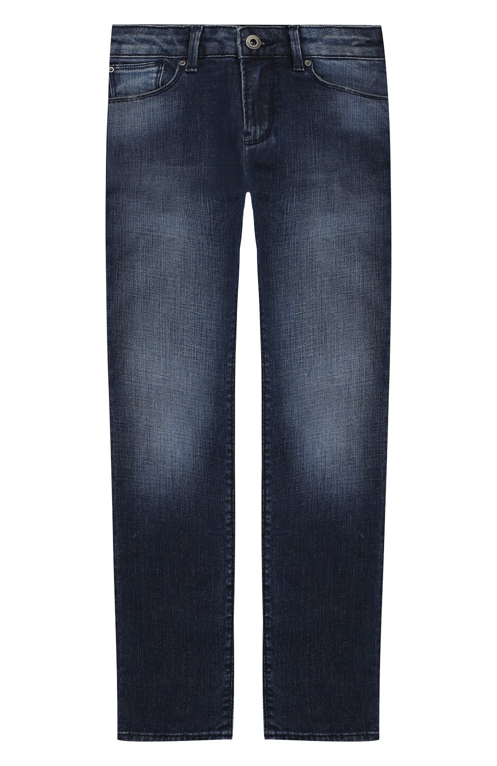 Детские джинсы прямого кроя EMPORIO ARMANI темно-синего цвета, арт. 3G4J06/1D4DZ | Фото 1 (Материал внешний: Хлопок; Статус проверки: Проверено, Проверена категория)