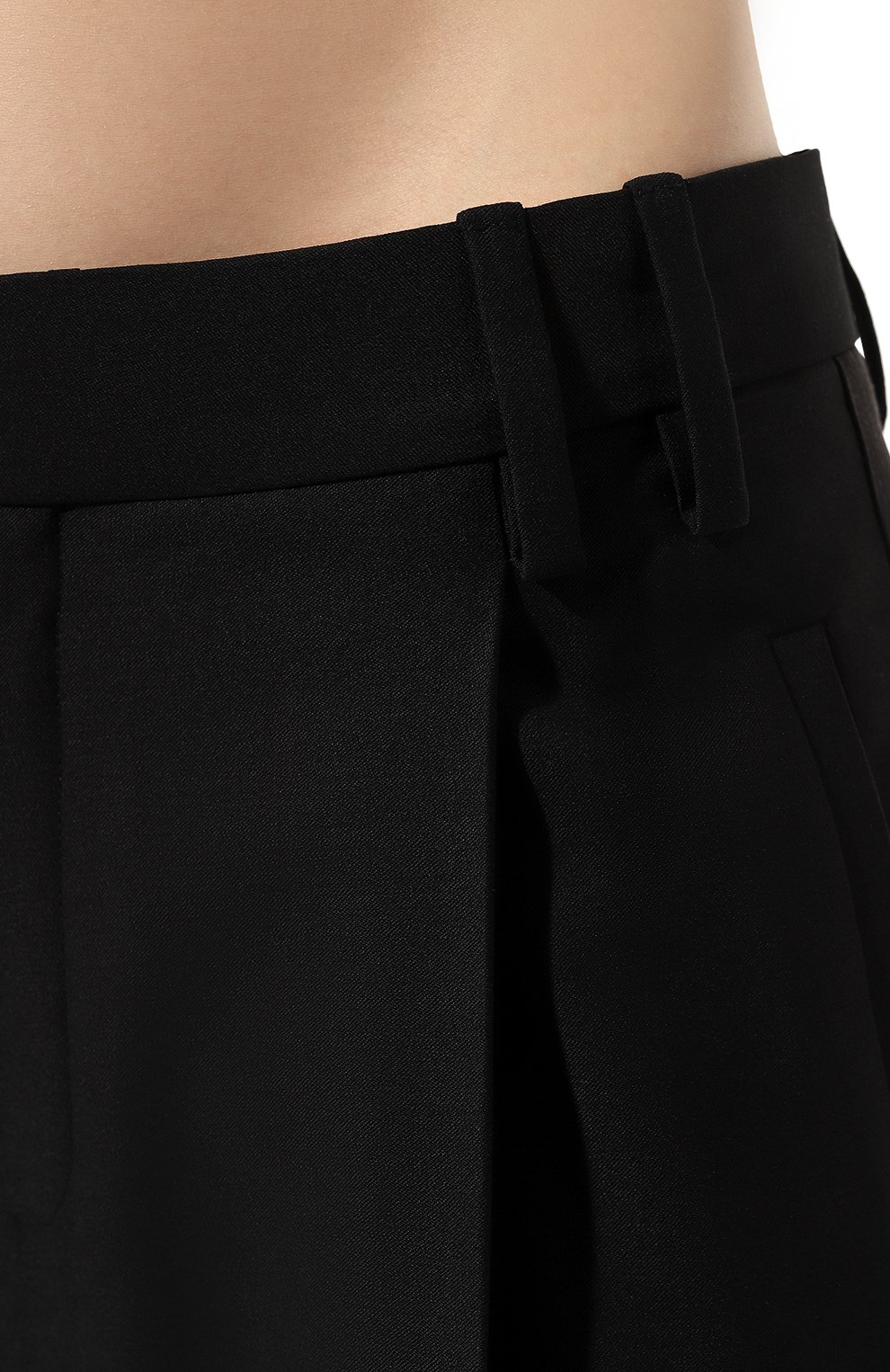 Женские шерстяные брюки GOOROO черного цвета, арт. P131-3000-900-S23 | Фото 5 (Силуэт Ж (брюки и джинсы): Широкие; Материал внешний: Шерсть; Длина (брюки, джинсы): Стандартные; Женское Кросс-КТ: Брюки-одежда; Материал сплава: Проставлено; Драгоценные камни: Проставлено; Материал подклада: Вискоза; Стили: Кэжуэл)