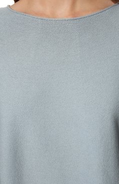 Женский пуловер из хлопка и кашемира BOSS голубого цвета, арт. 50469916 | Фото 5 (Рукава: Длинные; Длина (для топов): Стандартные; Материал внешний: Хлопок; Женское Кросс-КТ: Пуловер-одежда; Стили: Кэжуэл)