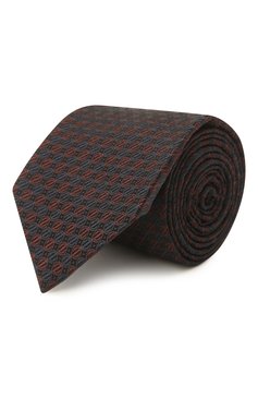 Мужской шелковый галстук ZEGNA коричневого цвета, арт. Z2E01T/1L8 | Фото 1 (Принт: С принтом; Материал: Текстиль, Шелк; Материал сплава: Проставлено; Нос: Не проставлено)