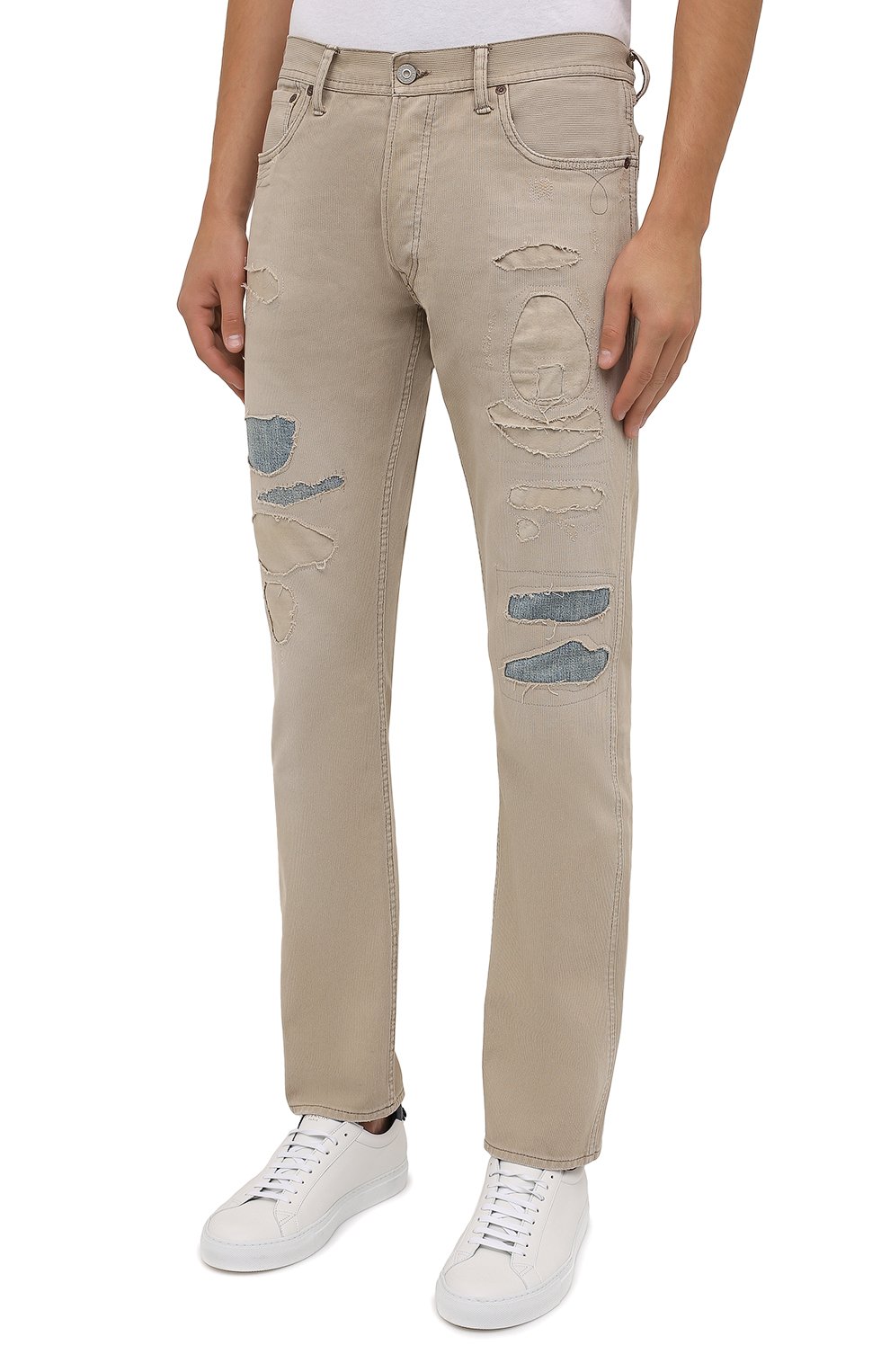 Мужские джинсы RRL бежевого цвета, арт. 782840631 | Фото 3 (Силуэт М (брюки): Прямые; Кросс-КТ: Деним; Длина (брюки, джинсы): Стандартные; Материал внешний: Хлопок)