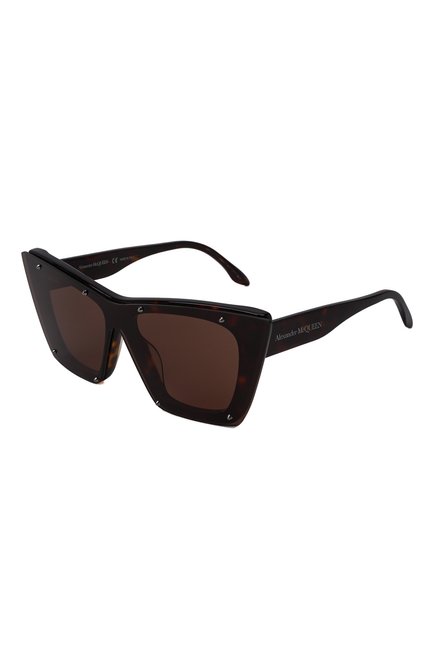 Женские солнцезащитные очки ALEXANDER MCQUEEN темно-коричневого цвета по цене 43950 руб., арт. AM0361S 002 | Фото 1