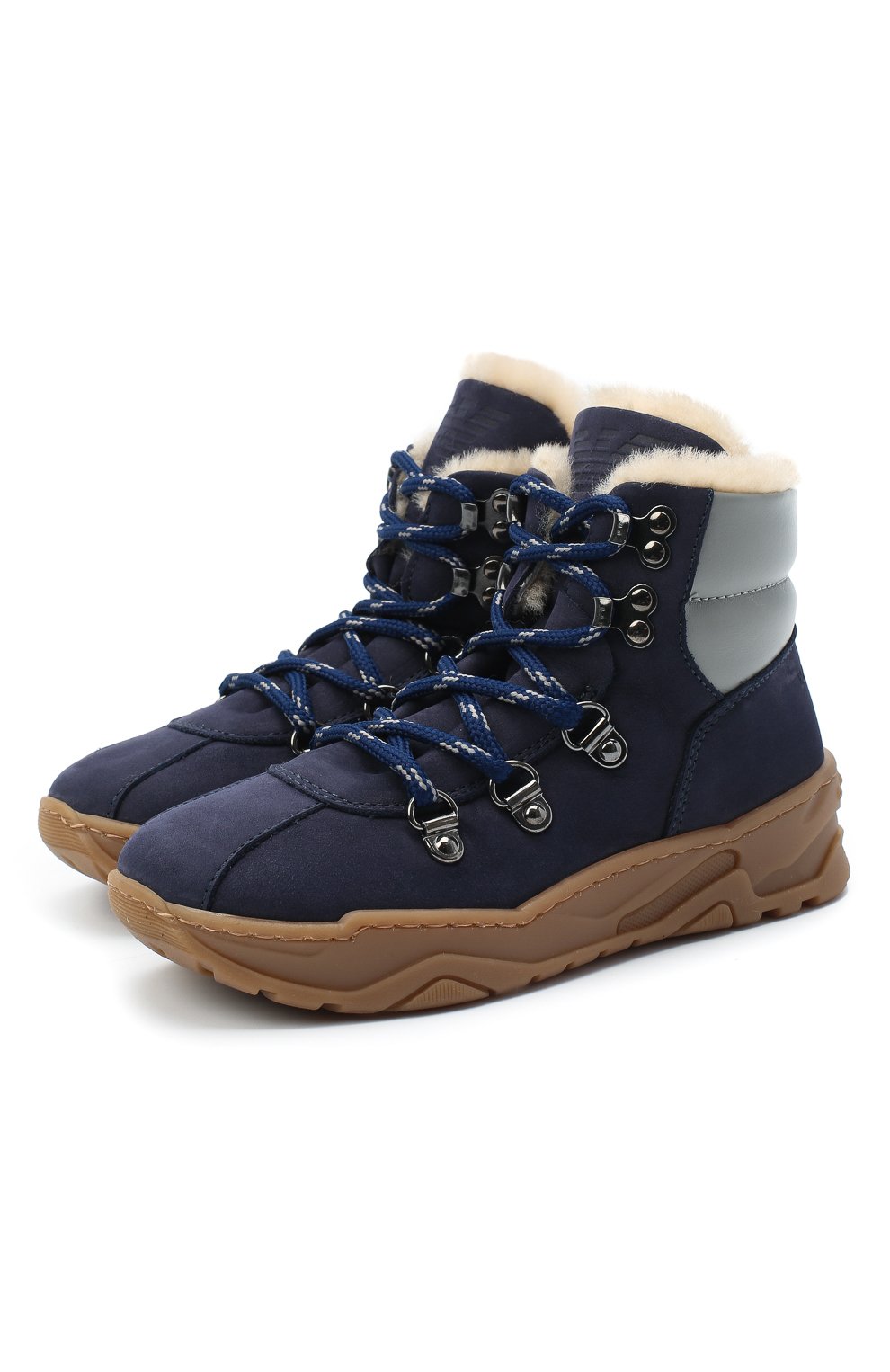 Мужского кожаные ботинки EMPORIO ARMANI синего цвета, арт. XMZ002/X0R05 | Фото 1 (Кросс-КТ: хайкеры; Региональные ограничения белый список (Axapta Mercury): RU)