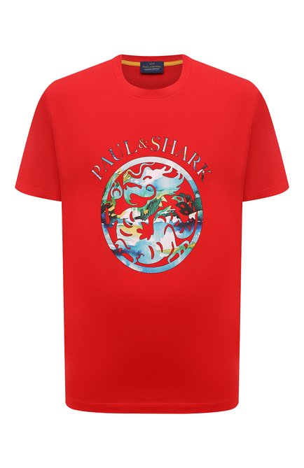 Мужская хлопковая футболка PAUL&SHARK красного цвета, арт. 24411137 | Фото 1 (Рукава: Короткие; Материал сплава: Проставлено; Длина (для топов): Стандартные; Драгоценные камни: Проставлено; Материал внешний: Хлопок)
