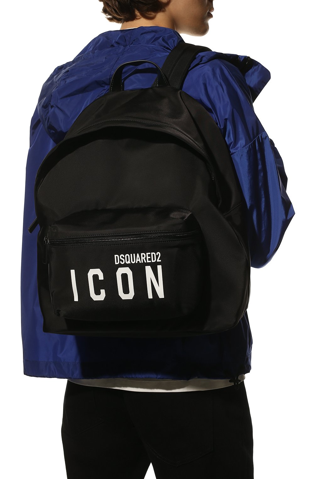 Мужской текстильный рюкзак icon DSQUARED2 черного цвета, арт. BPM0052 11703199 | Фото 2 (Ремень/цепочка: На ремешке; Материал: Текстиль; Стили: Кэжуэл; Размер: large)