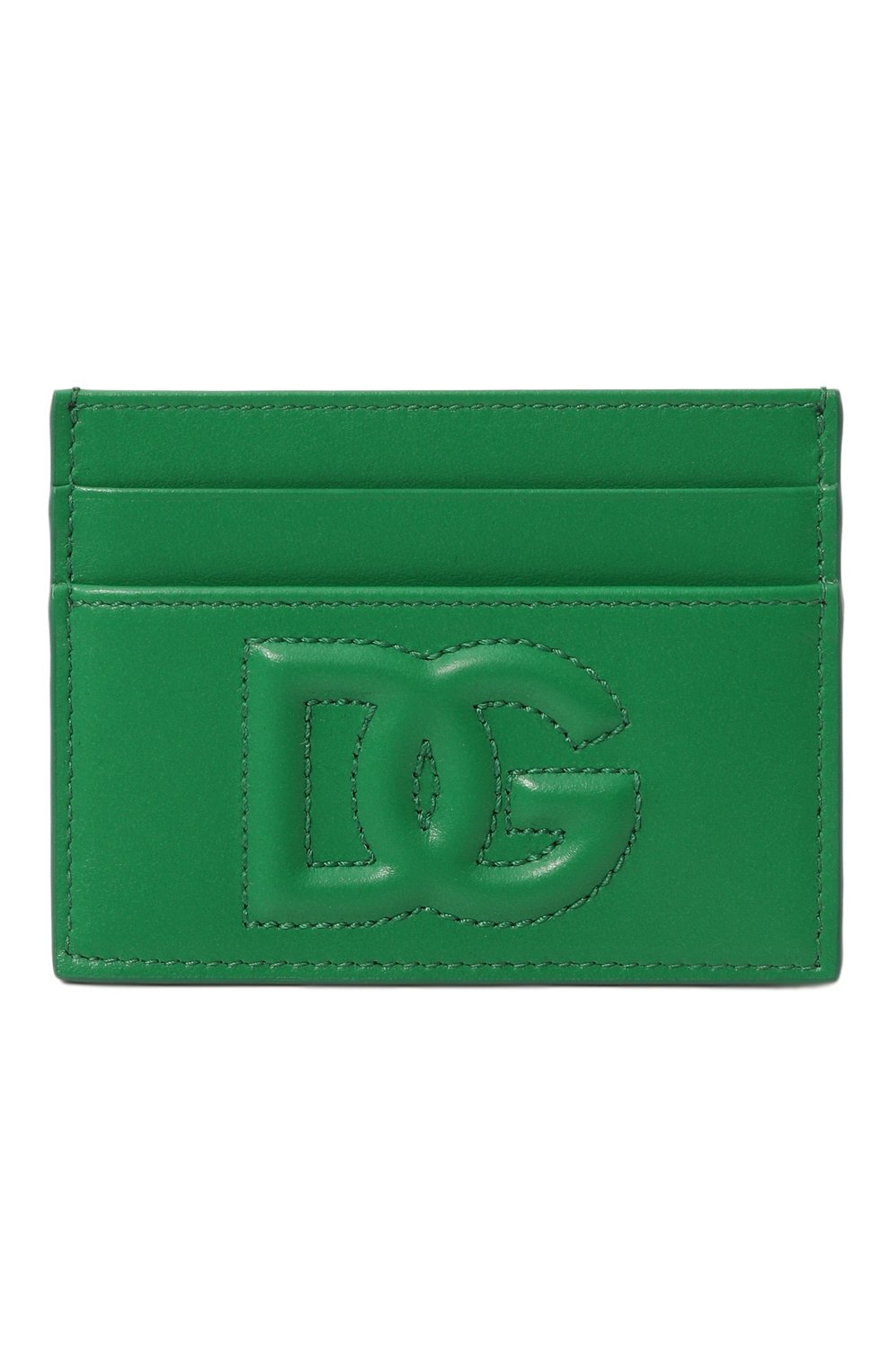 Женский кожаный футляр для кредитных карт DOLCE & GABBANA зеленого цв ета, арт. BI0330/AG081 | Фото 1 (Материал: Натуральная кожа; Материал сплава: Проставлено; Нос: Не проставлено)
