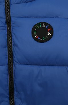 Детского утепленная куртка STELLA MCCARTNEY синего цвета, арт. TT2R37 | Фото 3 (Рукава: Длинные; Материал внешний: Синтетический материал; Материал сплава: Проставлено; Драгоценные камни: Проставлено)