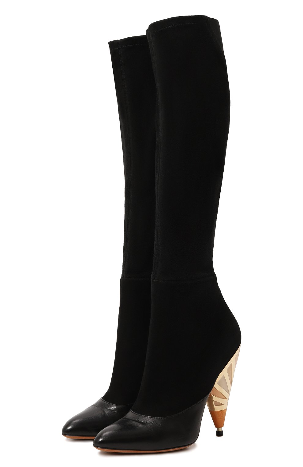 Комбинированные сапоги на декорированном каблуке Givenchy BE0/9104/041