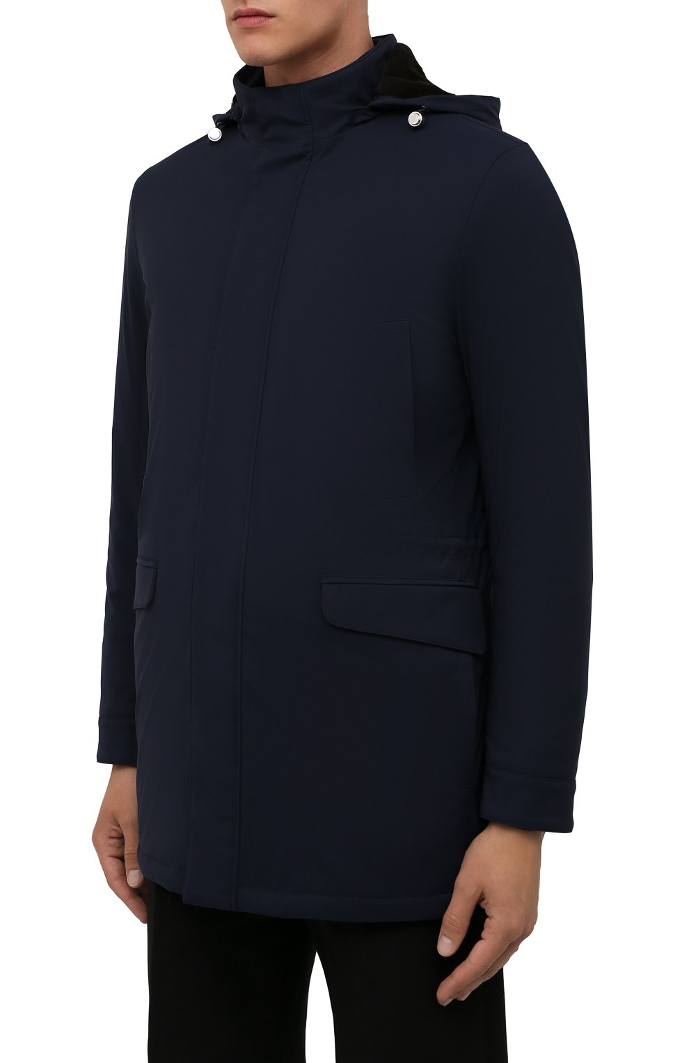 Мужская куртка с меховой отделкой ANDREA CAMPAGNA темно-синего цвета, арт. A3T743/4812 | Фото 3 (Кросс-КТ: Куртка; Мужское Кросс-КТ: шерсть и кашемир; Материал внешний: Шерсть; Рукава: Длинные; Длина (верхняя одежда): До середины бедра; Региональные ограничения белый список (Axapta Mercury): RU; Материал сплава: Проставлено; Стили: Классический; Материал подклада: Синтетический материал; Драгоценные камни: Проставлено)