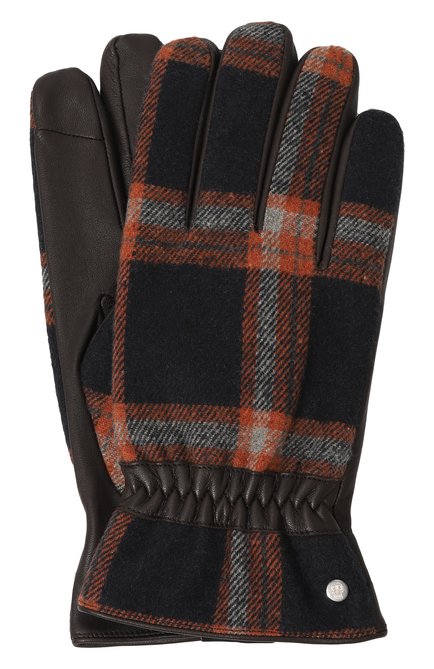 Мужские комбинированные перчатки ROECKL темно-коричневого цвета, арт. 13013-943 | Фото 1 (Материал: Натуральная кожа, Синтетический материал, Текстиль; Материал сплава: Проставлено; Нос: Не проставлено)