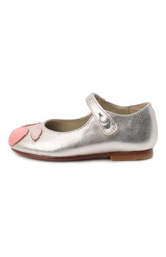 Детские кожаные туфли BONPOINT серебряного цвета, арт. E19EFELSA(989)_495732 | Фото 2
