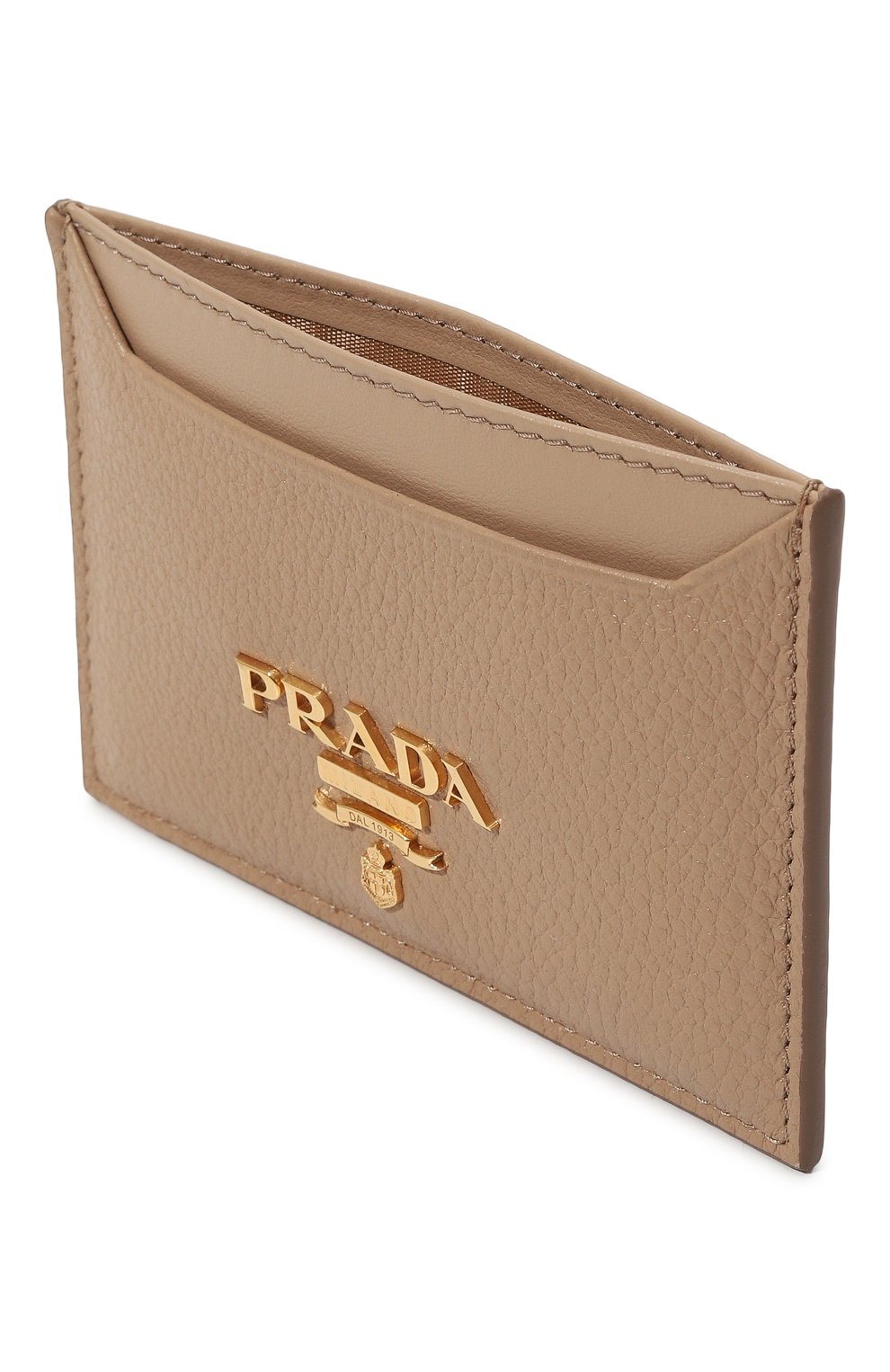 Женский кожаный футляр для кредитных карт PRADA бежевого цвета, арт. 1MC208-2BG5-F0770 | Фото 3 (Материал: Натуральная кожа; Материал сплава: Проставлено; Нос: Не проставлено)